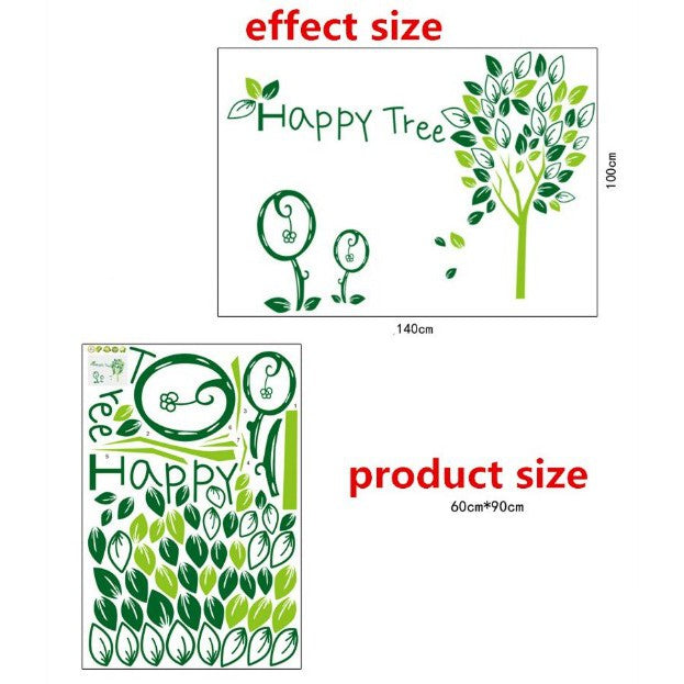 Removable paper wall decor vinyl sticker for kids room home decals happy tree sticker AY9021