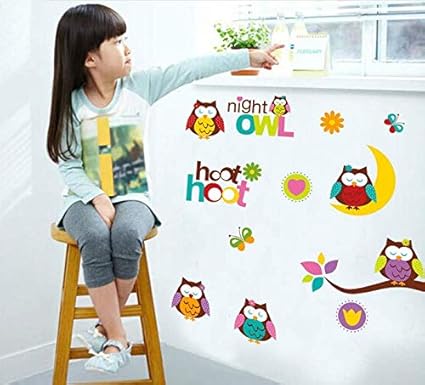 WALL STICKER -JM8366-NIGHT OWL HOOT