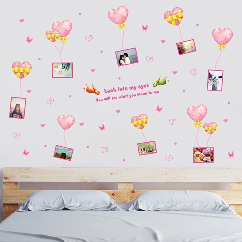 XL8249 Wall Sticker,YaBuy Romantic Hearts & Photo Frame Wall Sticker Removable Cute Pink Art Decal Room Decoration Reusable Wallpaper Photo Wall Sticker