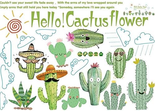 Cactu plant cartoon DIY wall stickers for Kids room Bedroom Kindergarten Eco-friendly Art Decals Murals Brand: Other
