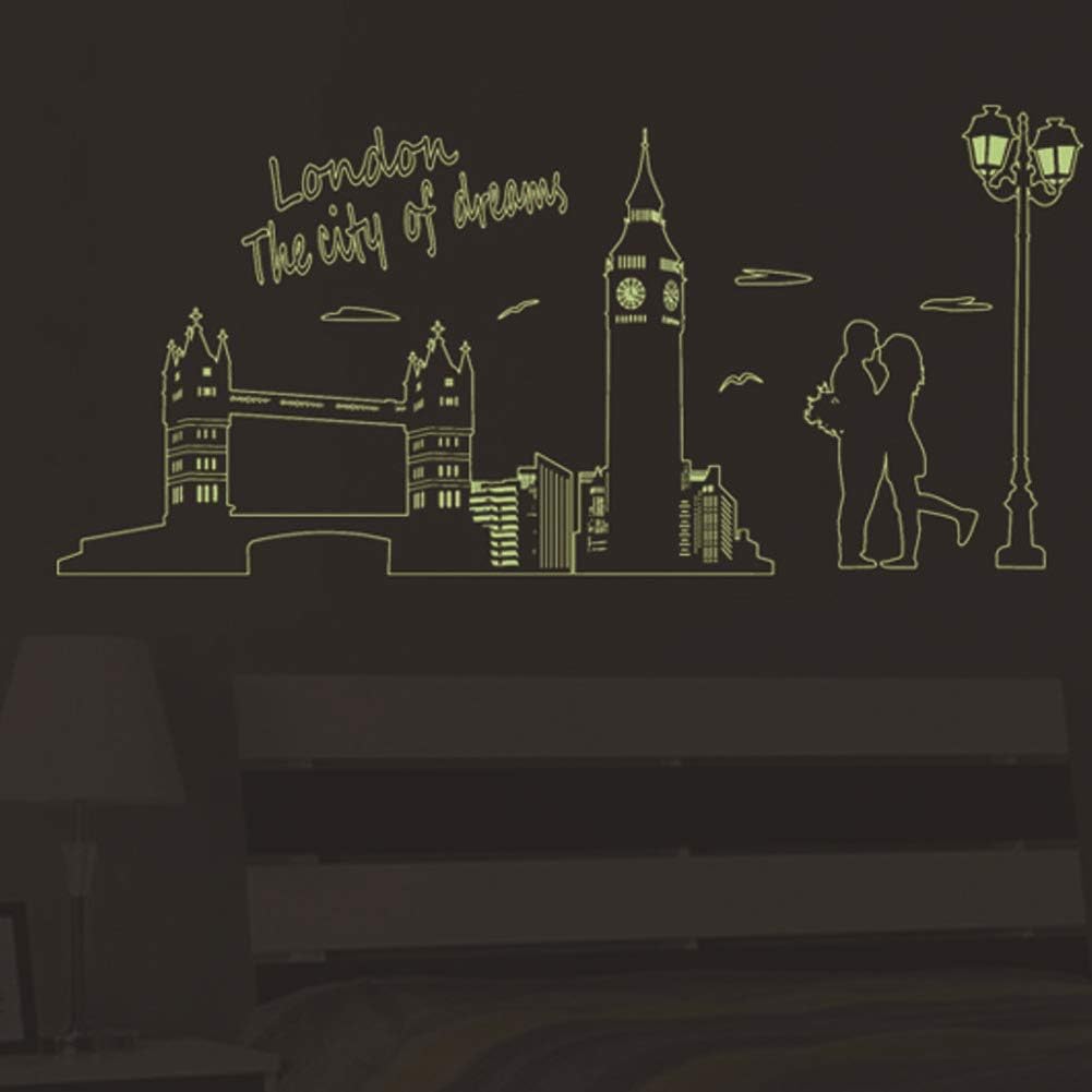 WALLSTICKER LONDON THE CITY GLOW IN THE DARK BRIDGE ABQ9603