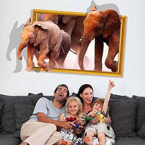 Removable 3D Background Elephant And Baby Elephant Living Room Bedroom Decorative Wall Stickers