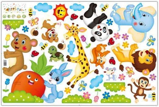 Xl8281 Animal Pull Radish Pattern Cartoon Wall Stickers Living Room Bedroom Bedside Kindergarten Classroom Children Room