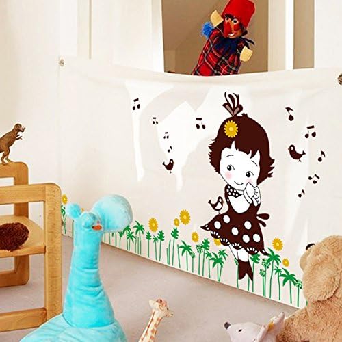 Shy Girl Birds Singing Music Notes Flowers Green Leaves Wall Decal PVC Home Sticker House Vinyl Paper Decoration WallPaper Living Room Bedroom Kitchen Art Picture DIY Murals