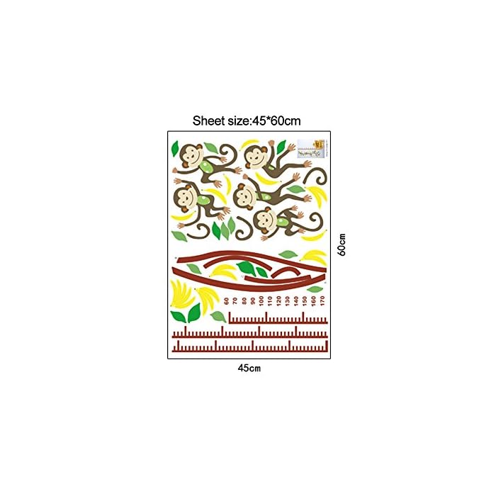 Abq6601 Buy docooler Cute Monkey Tree Height Scale Measurement for Child Kid Removable Wall Art Decals Stickers Mural ABQ6601 (60* 45cm) Online at desertcart BruneiGroup 25