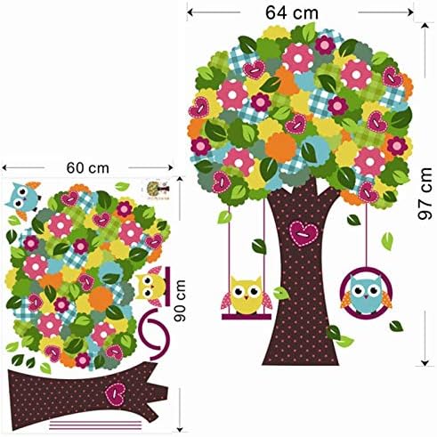 Lovely Owlets Swinging Tree Wall Sticker Zy1015