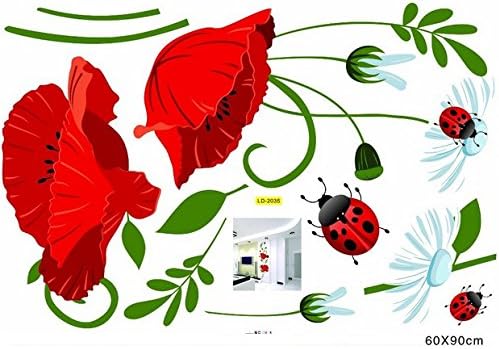 LD2035 Poppies Wall Sticker Decals Home Decoration Stylish Modern Flowers Living Room Bedroom Decoration Kitchen