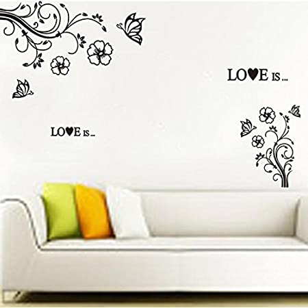 Syga Polyvinyl Chloride Black Flower Wall Stickers (Jm7227Ab)