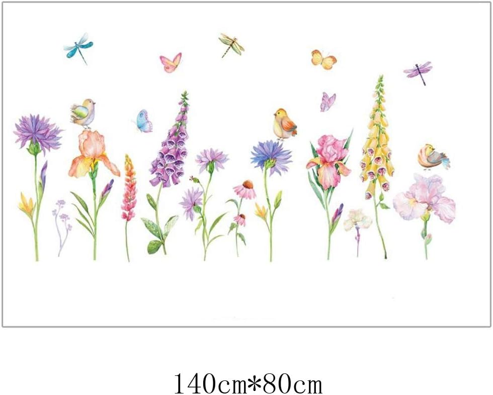 Tree Flowers Leaves Wall Stickers Removable Wall Decals Home Decor PVC Art Mural Baby Boys Girls Kids Bedroom Kitchen Room Decoration Wall Sticker (Wonderful Flowers Birds Butterflies Dragonflies)