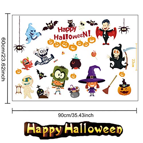 DERU Adesivi per finestre di Halloween Adesivi Rimovibili da Parete, per Decalcomanie della Finestra della Parete del Salone del Fondo della TV, Camera Famiglia Halloween Party Decoration