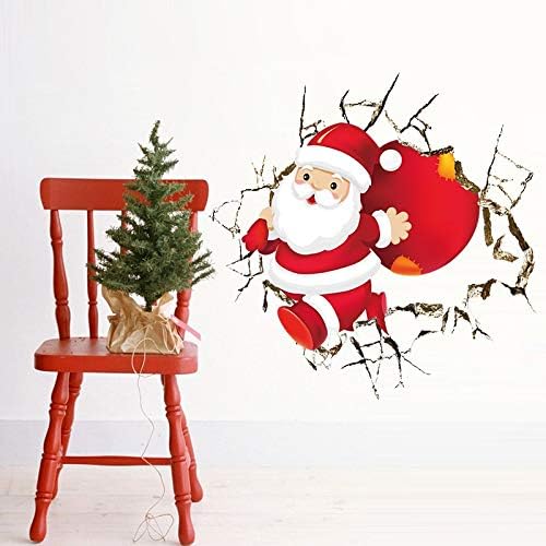 NC1370 Wall Stickers for Room Decor Cartoon Breaking Santa Claus Mural Art Home Decals Posters Kids Bedroom Xmas Decorations