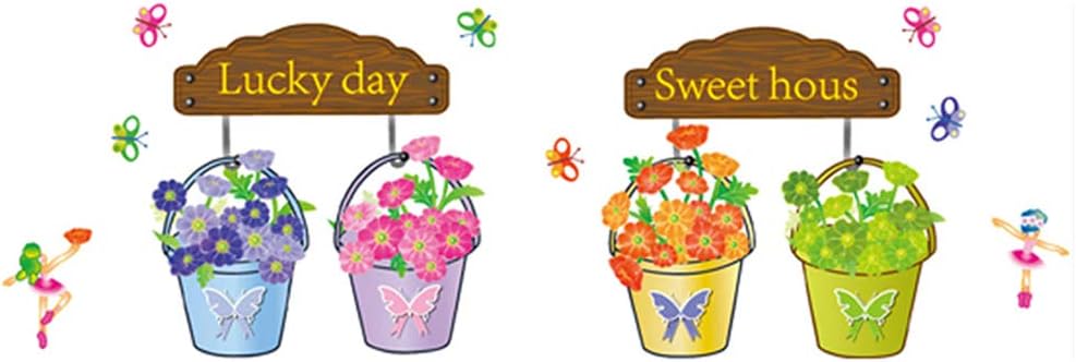 Precioso jardín macetas maceta hojas mariposas pequeñas flores para pared casa papel adhesivo extraíble Living comedor wall sticker