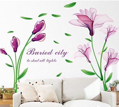 Purple Flowers Fantasy Vinyl Wall Decal PVC Home StickerDLX6012