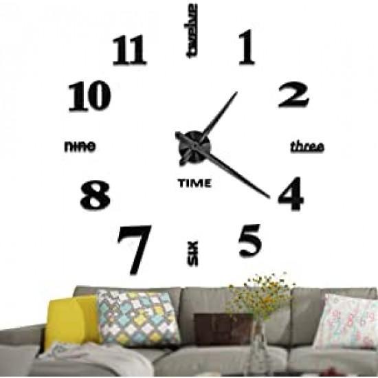 Wall Clock Sticker Acrylic Silent Digital Big 3D DIY Self adhesive ZH015