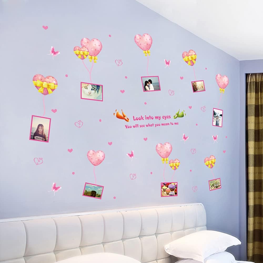 XL8249 Wall Sticker,YaBuy Romantic Hearts & Photo Frame Wall Sticker Removable Cute Pink Art Decal Room Decoration Reusable Wallpaper Photo Wall Sticker