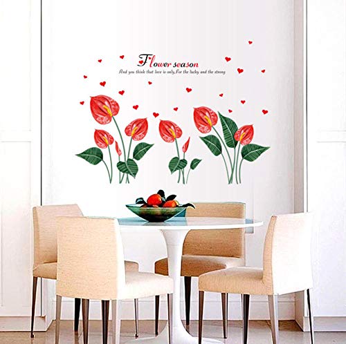 Anthurium Flower Wall Sticker DIY Bedroom Bedside Artistic Background Wall Decor Wall Decals Home Decor