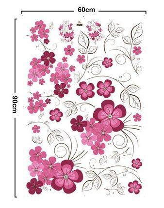 Removable Vinyl Wall Stickers Flowers Living Room TV/Sofa Background Home Decoration Wall Decals 60*90cm JM7151