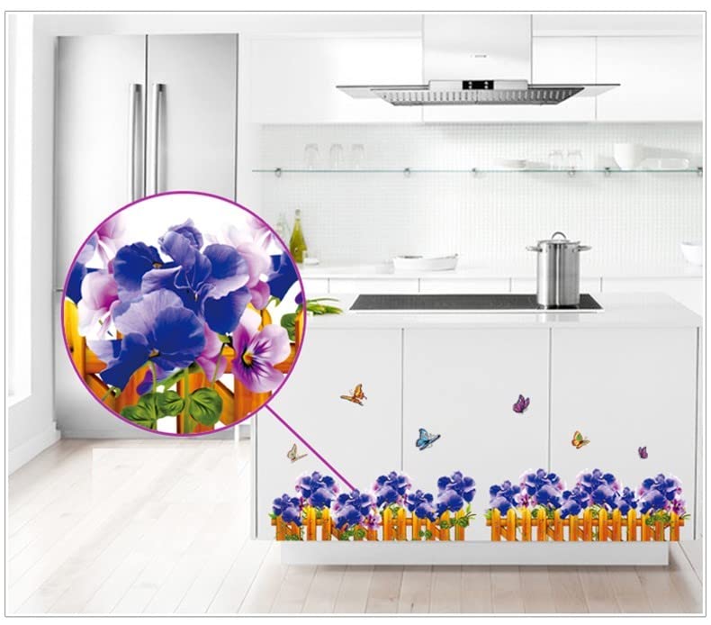 Blue and Purple Flower Design Peel and Sticker Ay7248