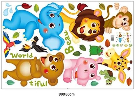 Xl8207 Hallobo® Wall Tattoo Baby Family Family Children's Zoo Monkey Elephant Giraffe Bear Parrot Hippo Wall Stickers