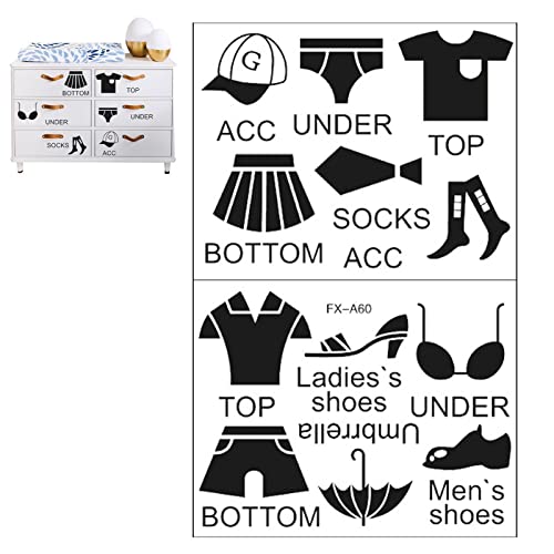 Srkin Clothing Label Sticker | Removable Wardrobe Wall Clothing Classification Decor, Creative Life Label Vinyl Sticker for Adults, Female, Male, Children, Bedroom Ay1101 Size 50x35cm
