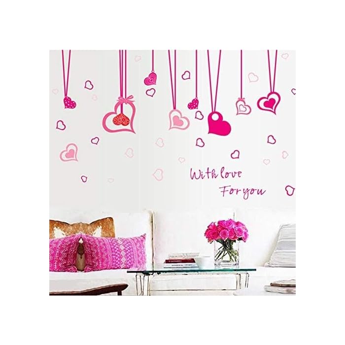 Red Love Hollow Heart Skirting Lines Wall StickerAy7202