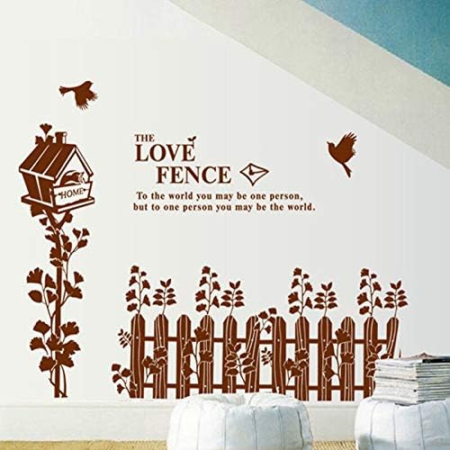 TYLOLMZ Brown Love Fence Birdcage Wall Sticker DM690036