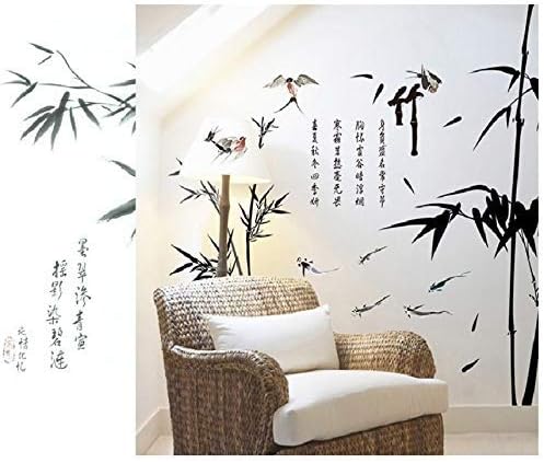 Chinese Style Ink Bamboo Wall Stickers for Bedroom Decor Sofa Background Airplane Pastrol Mural Door DIY Wall Posters Sale