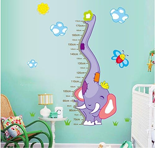 Ufingo Cartoon Elephant Height Chart Decals, Children's Room Nursery Removable Wall Stickers Murals