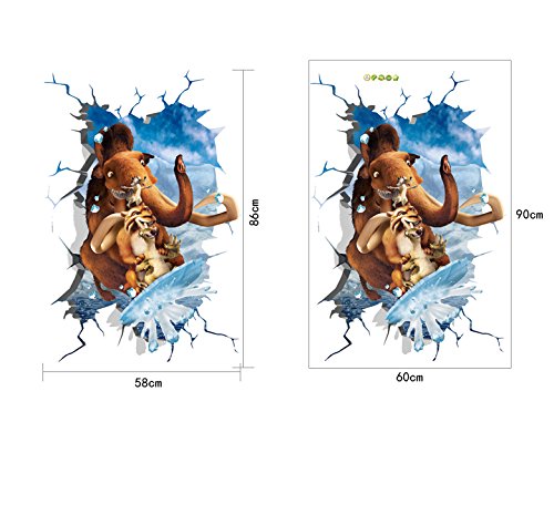 XL8123 EasiTool 3D Wall Stickers Ice Age Room Decals Waterproof Dimensional Decor Home Decor Bedroom Sticker
