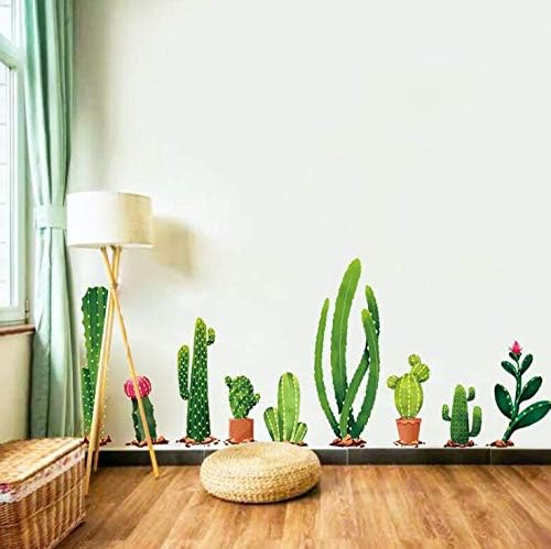 Wall Stickers 2pcs Fresh Cactus Green Plant Decal