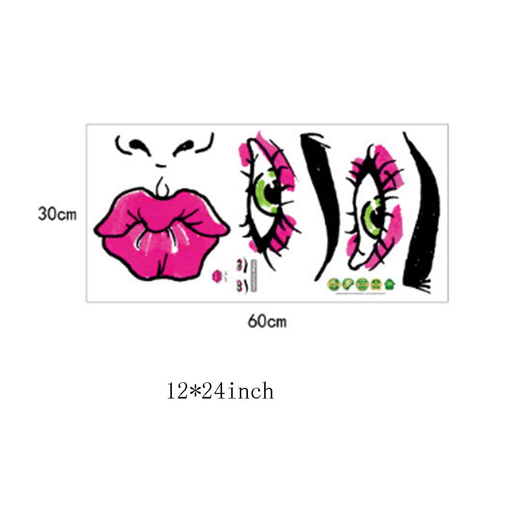 fashionbeautybuy Baby Boy's Lips Woman Kiss Eyebrows Eyes Nose Wall Sticker Decal One Size Colorful