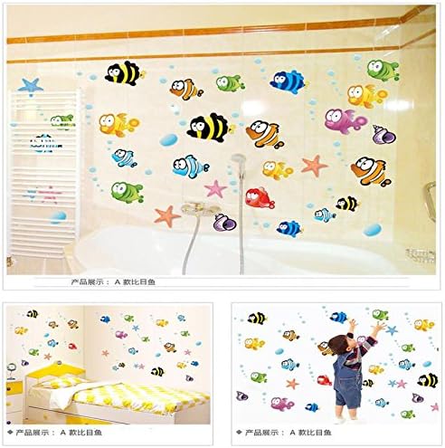 Bathroom Cartoon Wall Sticker Smudged Seaworld Swimming Pool Background Waterproof PVC Wall Sticker Am804 Halibut
