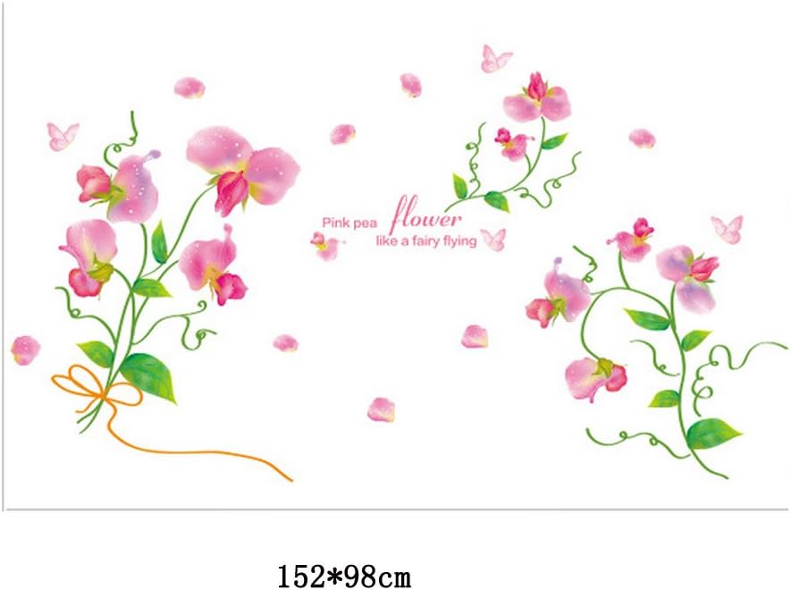 Flipkart SmartBuy 152 cm Wall Stickers Pink Pea Flower for Study Room Self Adhesive Sticker