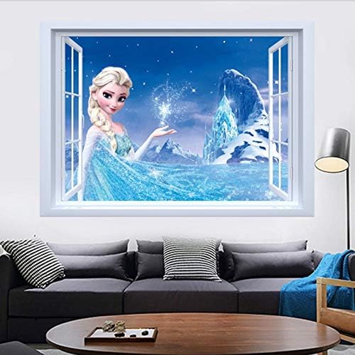 NC5070 3 Frozen Elsa 3D Window View Decal Wall Sticker