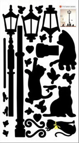 Generic PVC Cat Print Home Living Room Self Adhesive Wall Sticker 70 x 50cm Black White