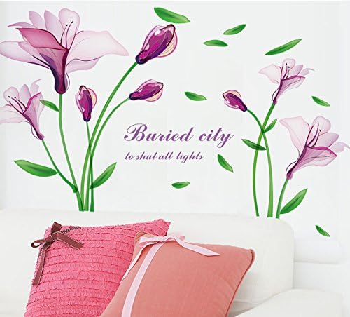 Purple Flowers Fantasy Vinyl Wall Decal PVC Home StickerDLX6012