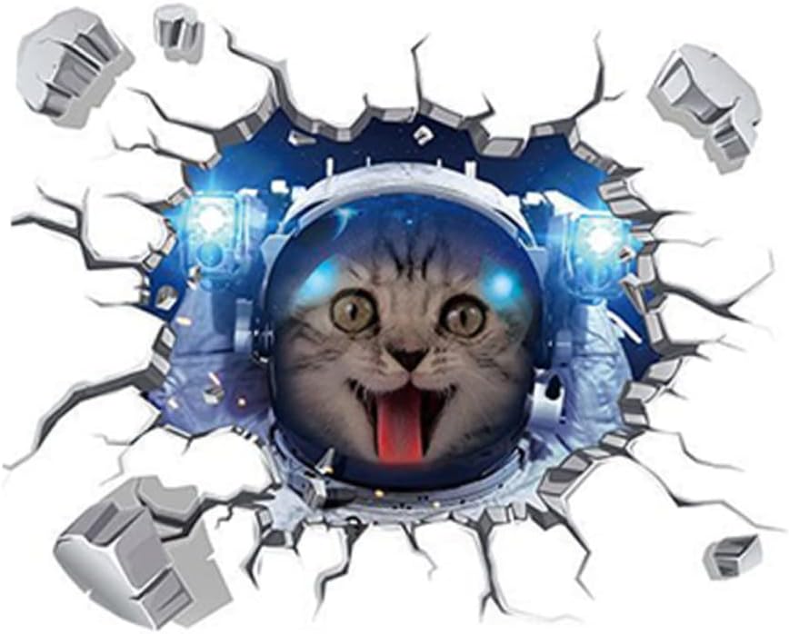 Cracked Wall Stickers Cracked Wall Decal cat Wall Stickers cracke cat Wall Decor Space 3D Decorate 3D Wallpaper Xl8320