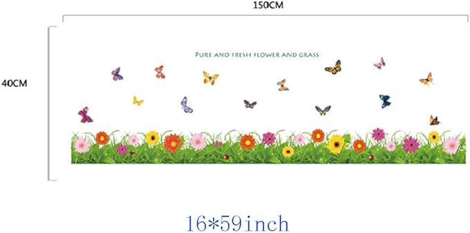 BEST OF BEST Wild Flowers Butterfly Wall Sticker Home Decal Removable PVC Murals Wallpaper Girls Boys Kids Baby Nursery Bedroom Living Room Bathroom Kitchen Window Playroom Decor