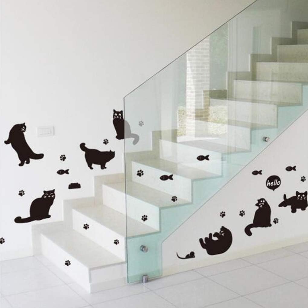 Cartoon Lovely Black Cat Silhouette Wall Sticker Home Decor Kids Room Stairway Corridor Decoration Mural Combination Stickers