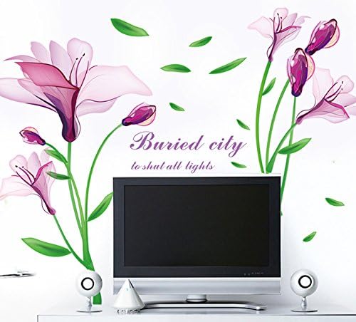 Purple Flowers Fantasy Vinyl Wall Decal PVC Home StickerDLX6012