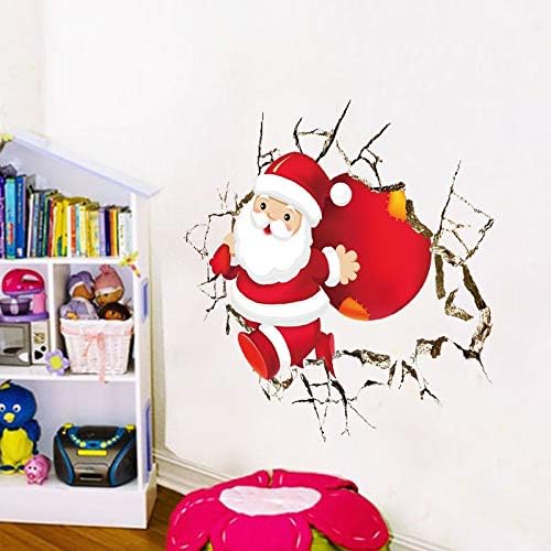 NC1370 Wall Stickers for Room Decor Cartoon Breaking Santa Claus Mural Art Home Decals Posters Kids Bedroom Xmas Decorations