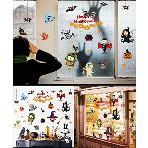 DERU Adesivi per finestre di Halloween Adesivi Rimovibili da Parete, per Decalcomanie della Finestra della Parete del Salone del Fondo della TV, Camera Famiglia Halloween Party Decoration