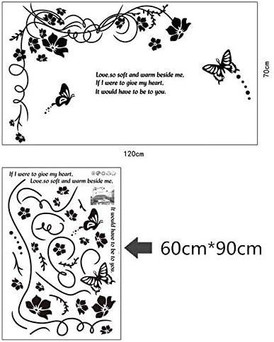 Butterfly Wall Sticker Black Vinyl Wall Art Floral Wall Paper PVC Removeable Wall Decor AY-817