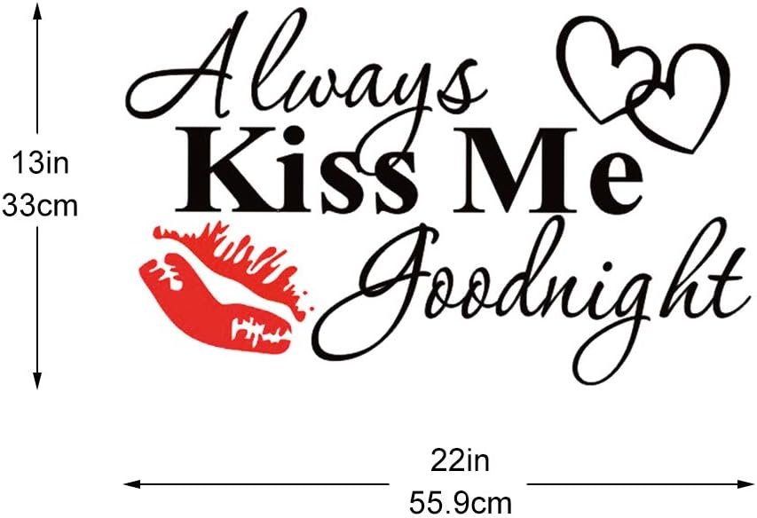 DF5401 English Love Proverbs Wall Sticker, Always Kiss Me Goodnight Wall Decal, Warm Inspirational Quotes Removable Art Vinyl Decor for Bedroom, Baby Room, Living Room