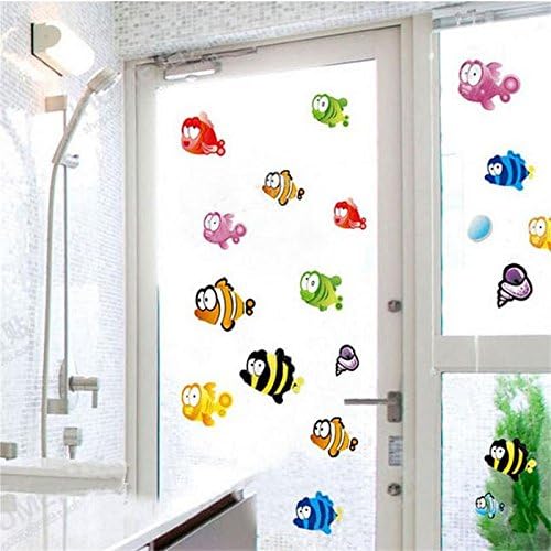 Bathroom Cartoon Wall Sticker Smudged Seaworld Swimming Pool Background Waterproof PVC Wall Sticker Am804 Halibut