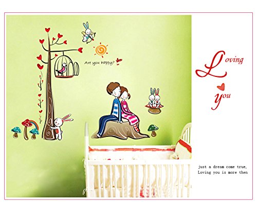 Wall decal two lovers leaning back ay924