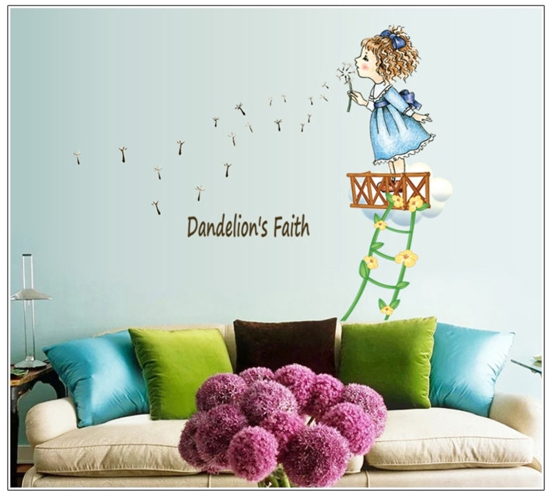 Children's interior wall sticker Girl with dandelion AY7196