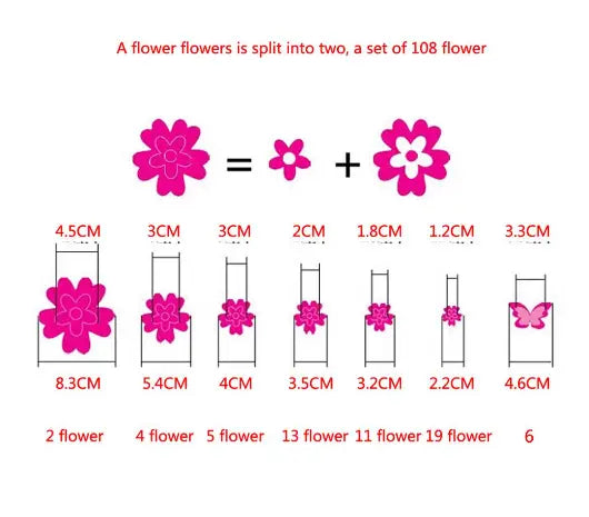 Flowers DIY Wall Decals for Kids Rooms Baby Bedroom Wall Stickers Living Room Art Decals Home Decoration Furniture Stick