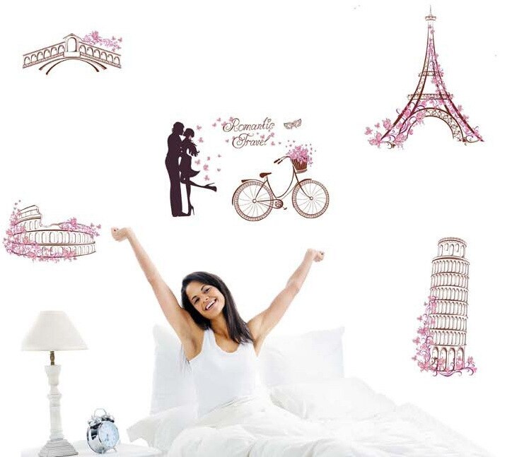 Eiffel Tower Wall Sticker Love Romance Wall Sticker For Home Decor.