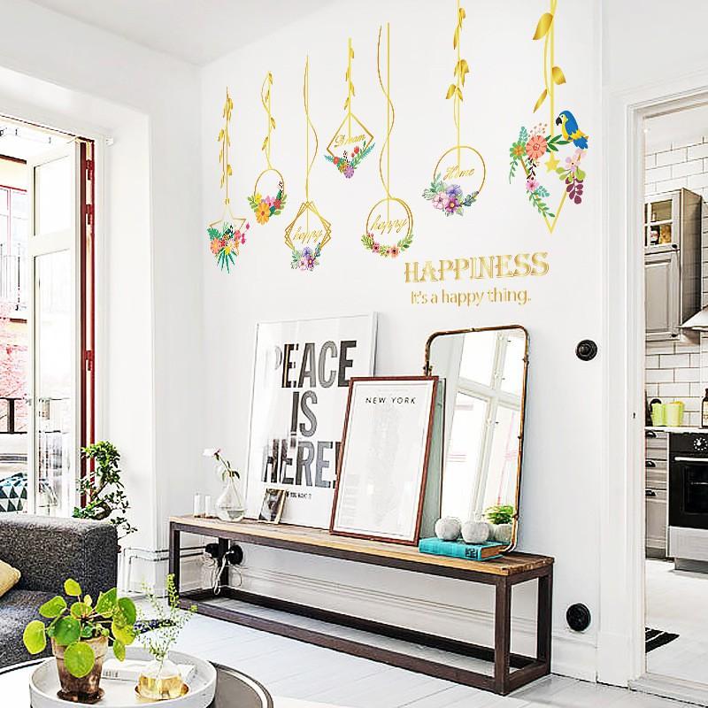 SK9351 Flower Hanging Basket Living Room Bedroom Background Decorative Wall Sticker